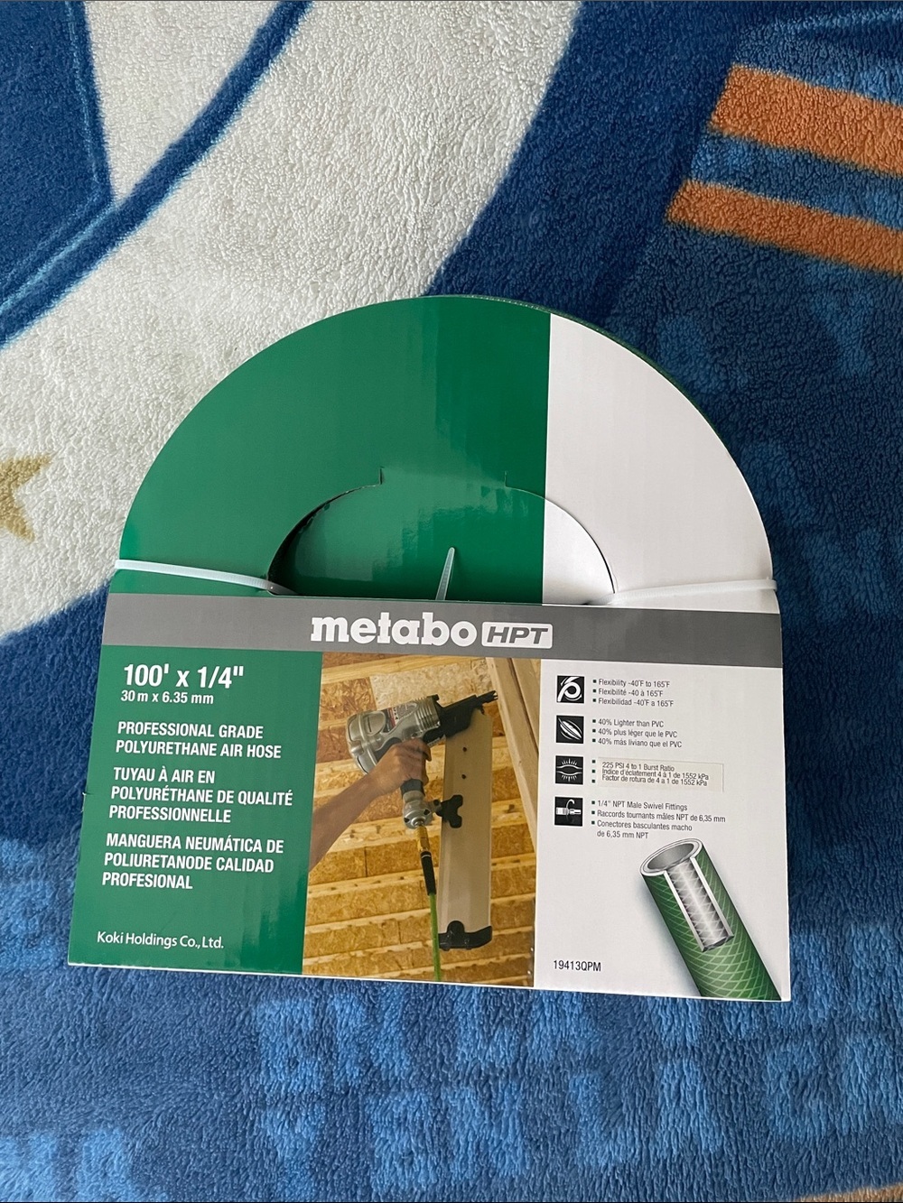 Metabo HPT 100' x 1/4" Green Professional Polyurethane Air Hose